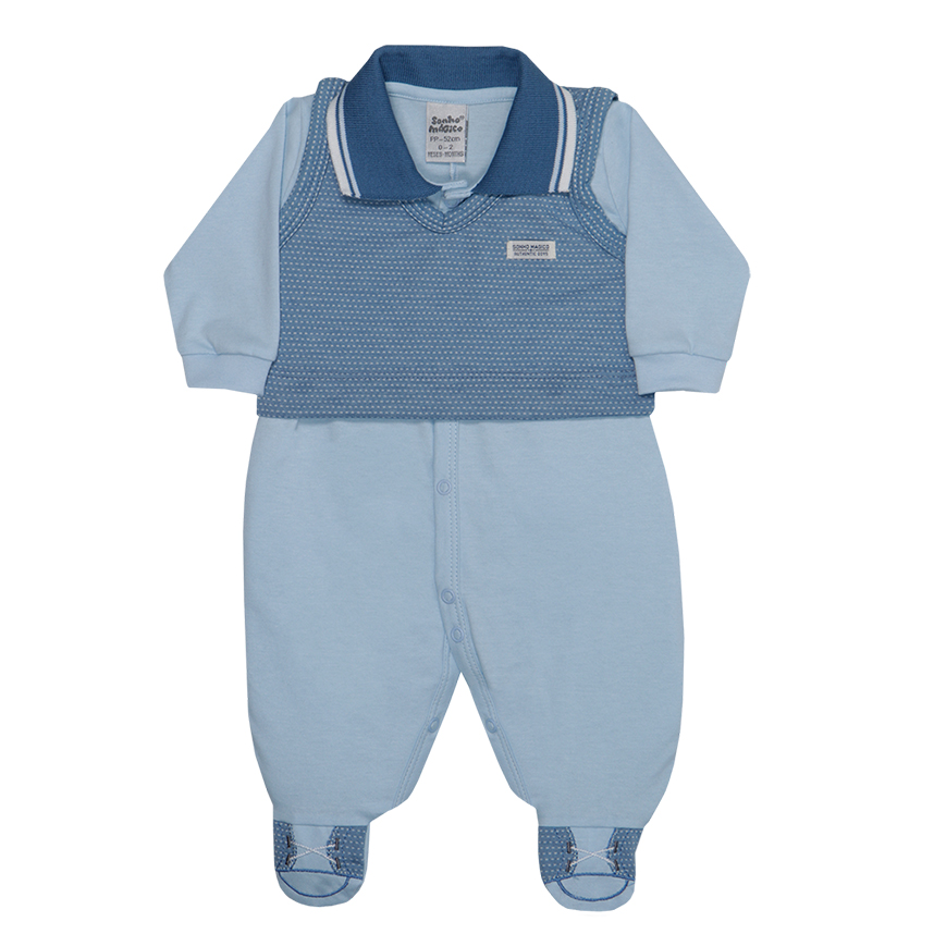 Macacão Longo Bebê Menino Sonho Mágico Bordado Macacão Longo Bebê Menino Sonho Mágico Bordado