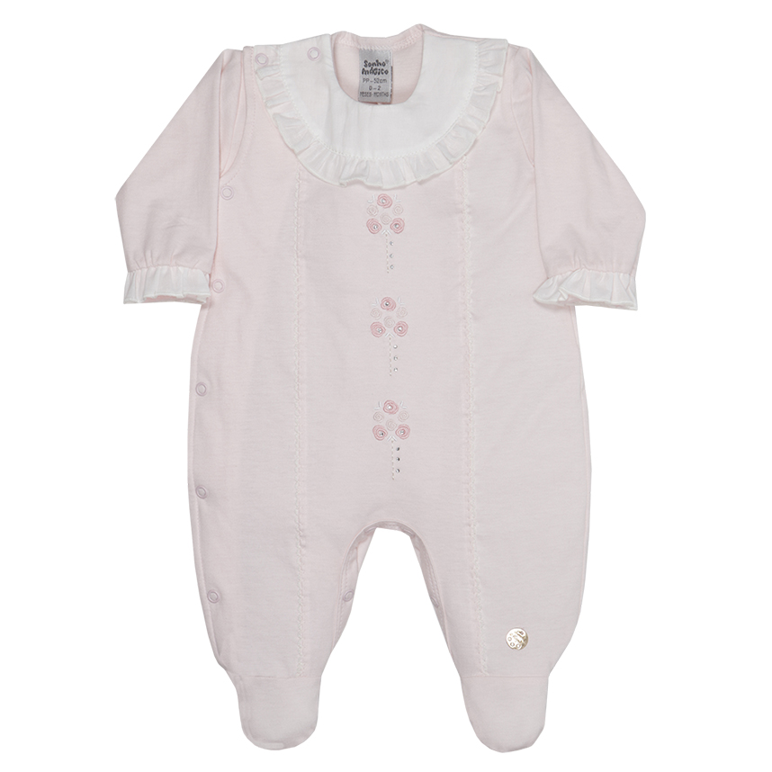 Macacão Longo Bebê Menina Sonho Mágico Babados E Bordado Macacão Longo Bebê Menina Sonho Mágico Babados E Bordado