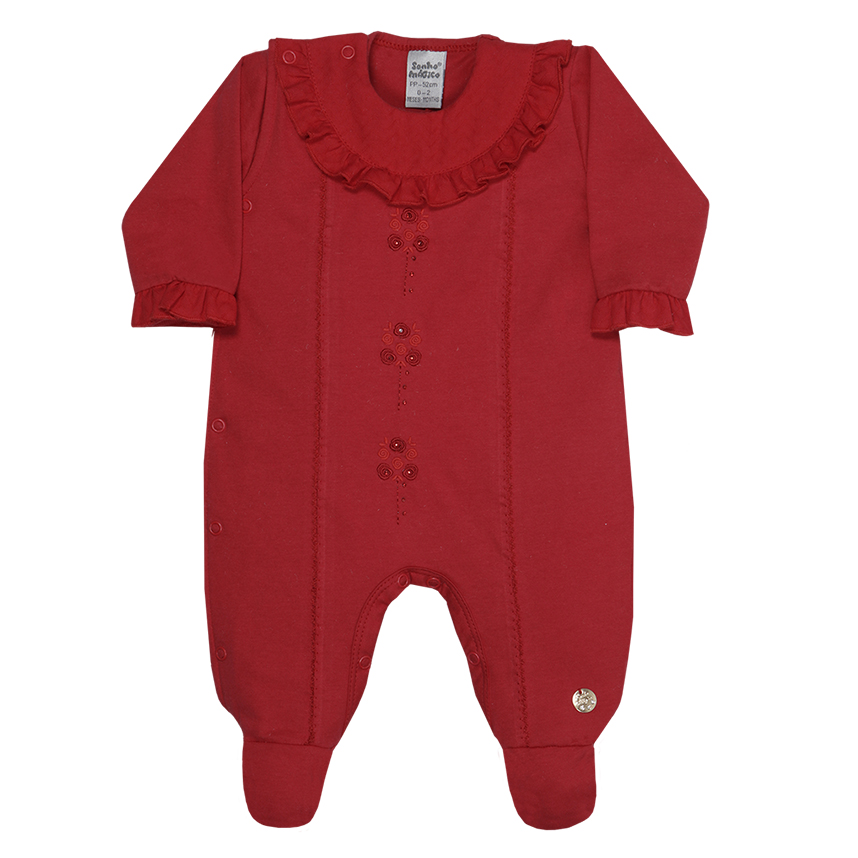 Macacão Longo Bebê Menina Sonho Mágico Babados E Bordado Macacão Longo Bebê Menina Sonho Mágico Babados E Bordado