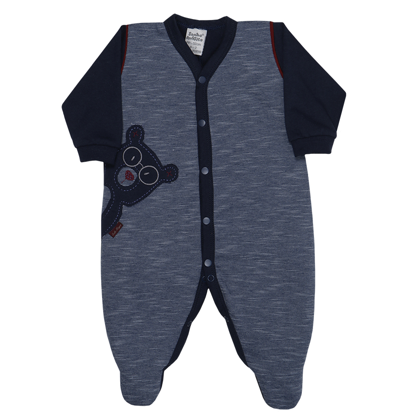 Macacão Longo Bebê Menino Sonho Mágico Estampa Ursinho Macacão Longo Bebê Menino Sonho Mágico Estampa Ursinho