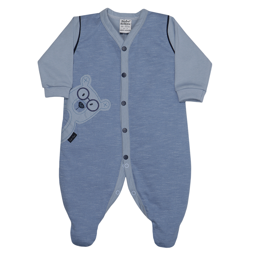 Macacão Longo Bebê Menino Sonho Mágico Estampa Ursinho Macacão Longo Bebê Menino Sonho Mágico Estampa Ursinho