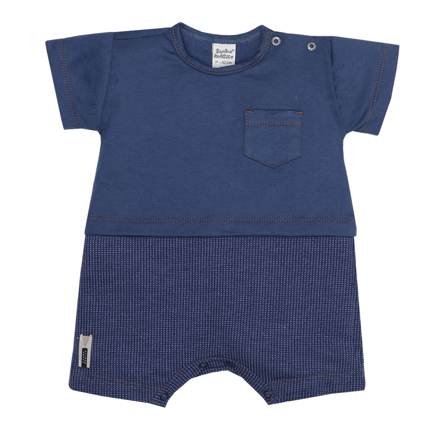 Macacão Curto Bebê Menino Sonho Mágico Com Bolso Macacão Curto Bebê Menino Sonho Mágico Com Bolso