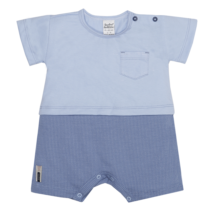 Macacão Curto Bebê Menino Sonho Mágico Com Bolso Macacão Curto Bebê Menino Sonho Mágico Com Bolso