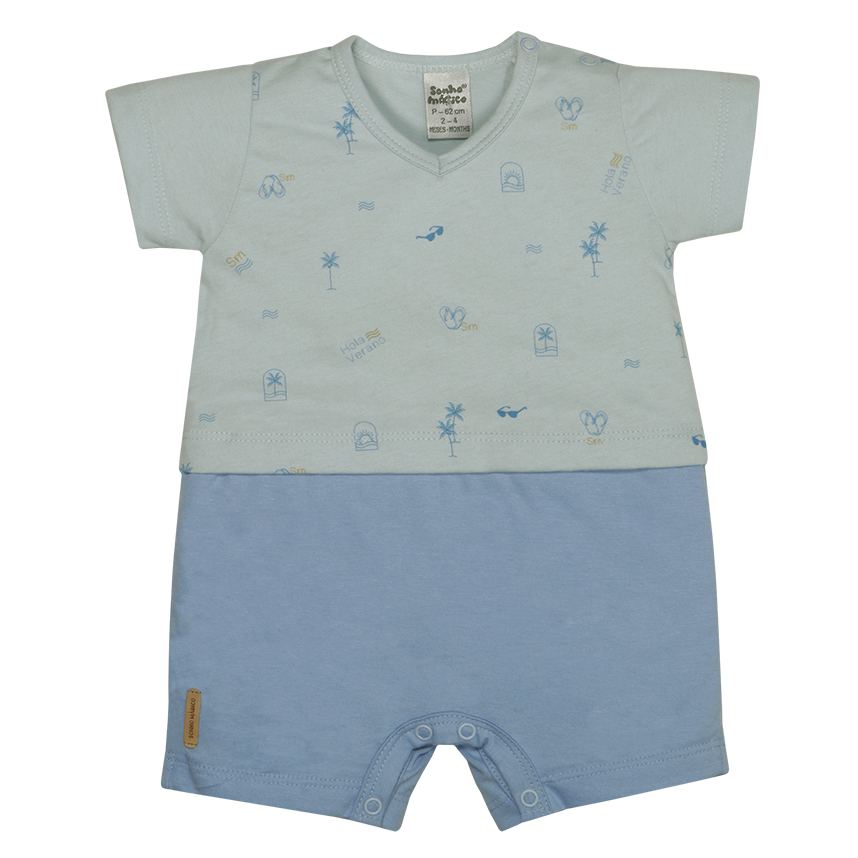 Macacão Longo Bebê Menino Sonho Mágico Estampado Verão Macacão Longo Bebê Menino Sonho Mágico Estampado Verão