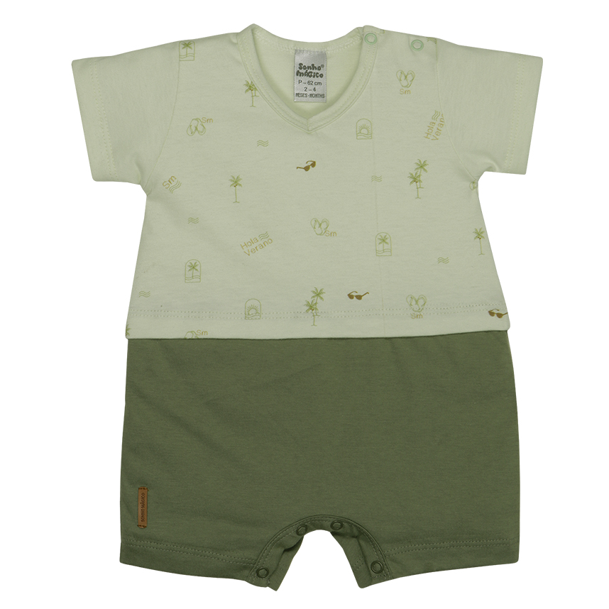 Macacão Longo Bebê Menino Sonho Mágico Estampado Verão Macacão Longo Bebê Menino Sonho Mágico Estampado Verão