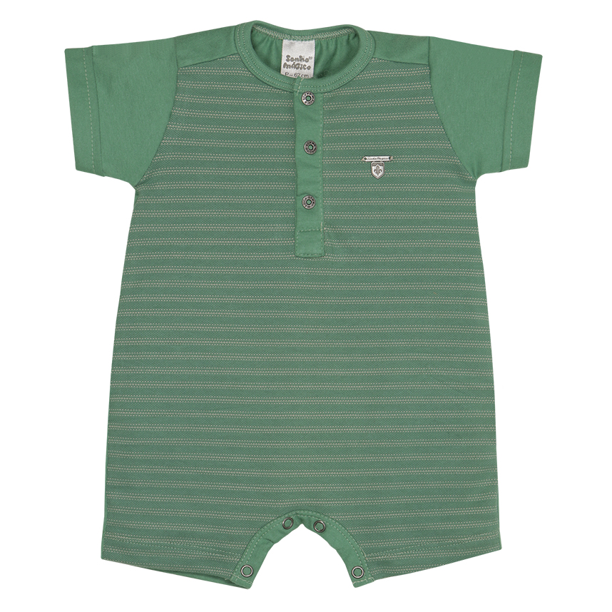 Macacão Curto Bebê Menino Sonho Mágico Com Listras Macacão Curto Bebê Menino Sonho Mágico Com Listras