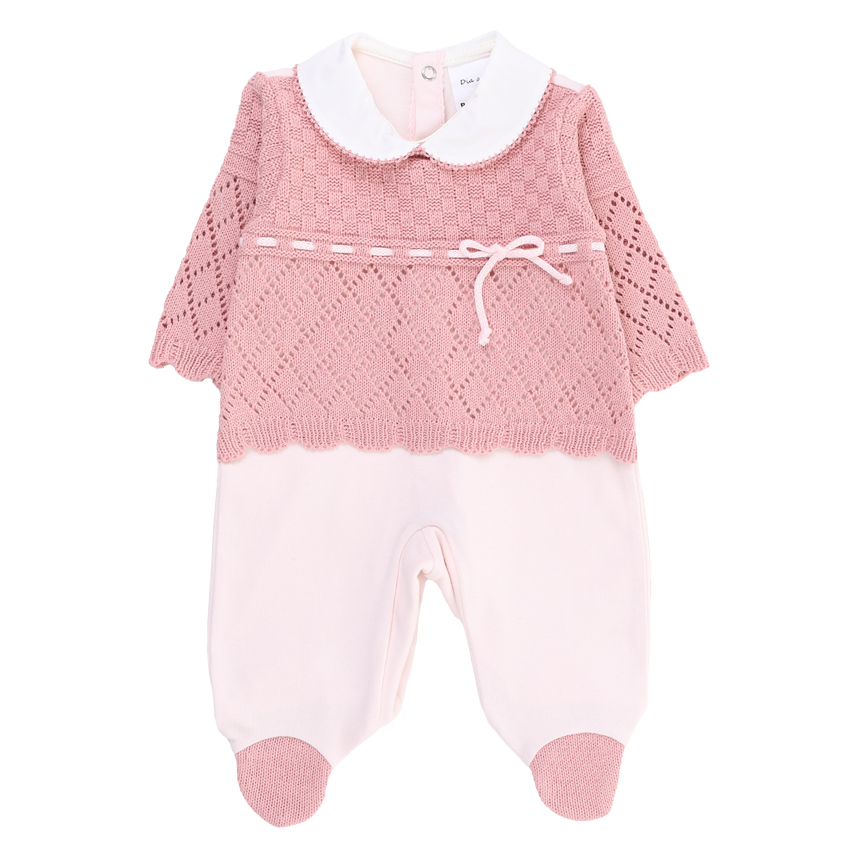 Macacão Longo Tricô Beth Bebê Menina Com Detalhes Macacão Longo Tricô Beth Bebê Menina Com Detalhes