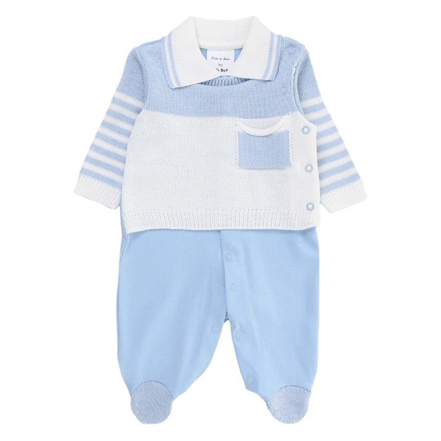 Macacão Longo Tricô Beth Bebê Menino Com Detalhes Macacão Longo Tricô Beth Bebê Menino Com Detalhes