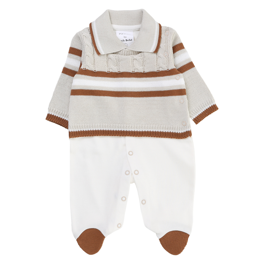 Macacão Longo Tricô Beth Bebê Menino Com Detalhes Macacão Longo Tricô Beth Bebê Menino Com Detalhes