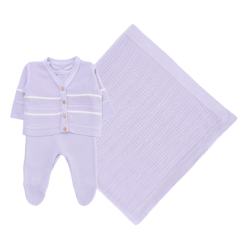 Saída Maternidade Pimpolho Menina Tricot 3 Peças