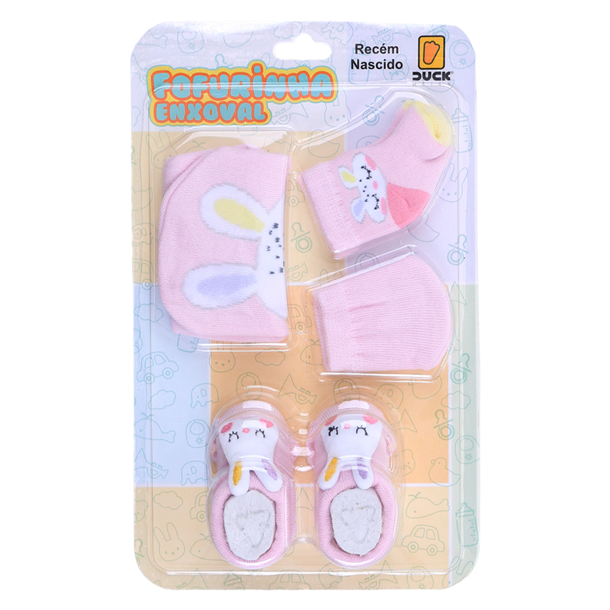 Kit Enxoval Duck Fofurinha Menina Detalhes Bichinhos 3 Peças