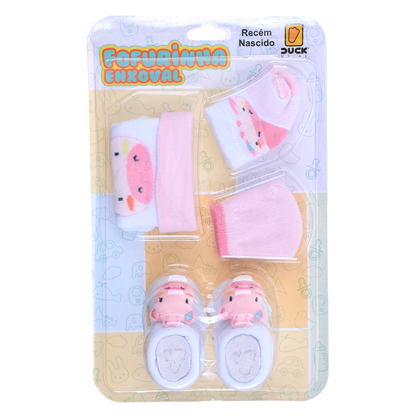 Kit Enxoval Duck Fofurinha Menina Detalhes Bichinhos 3 Peças