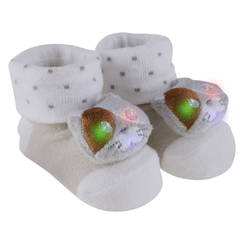 Meia Bebê Pimpolho Antiderrapante Aplique Bichinhos Led Meia Bebê Pimpolho Antiderrapante Aplique Bichinhos Led