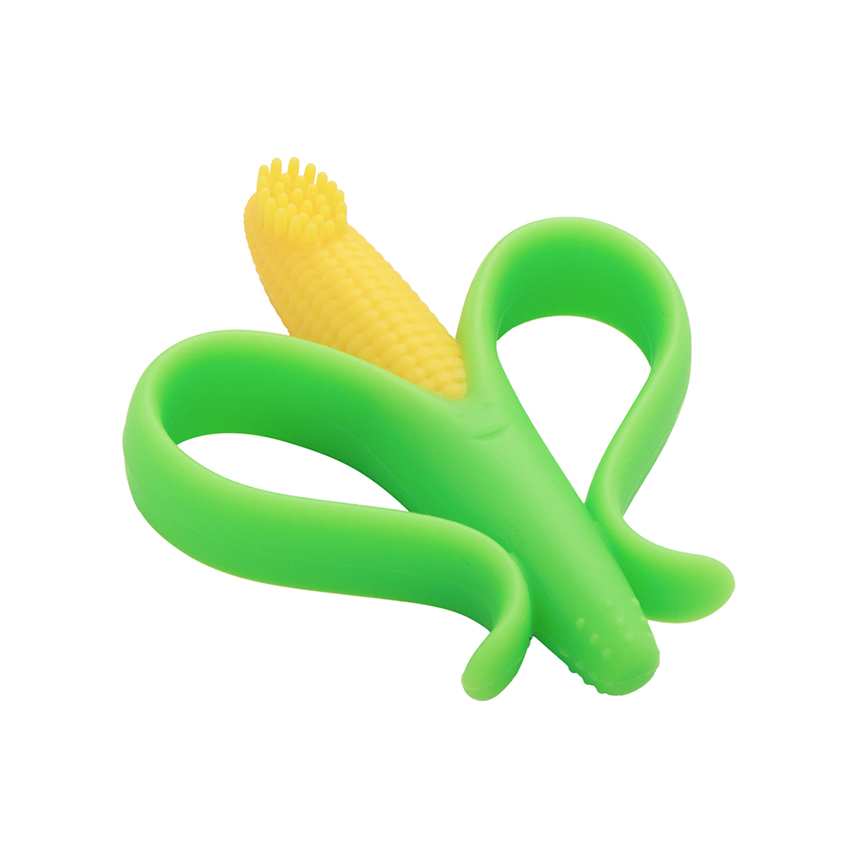 Massageador Bebê Pimpolho de Gengiva Milho Verde em Silicone Massageador Bebê Pimpolho de Gengiva Milho Verde em Silicone