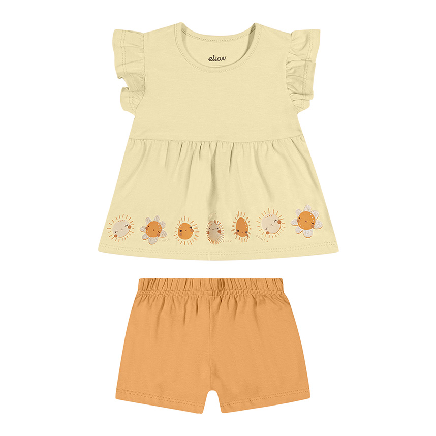 Conjunto Bebê Elian Blusa Meia Malha E Short Em Cotton Leve Conjunto Bebê Elian Blusa Meia Malha E Short Em Cotton Leve