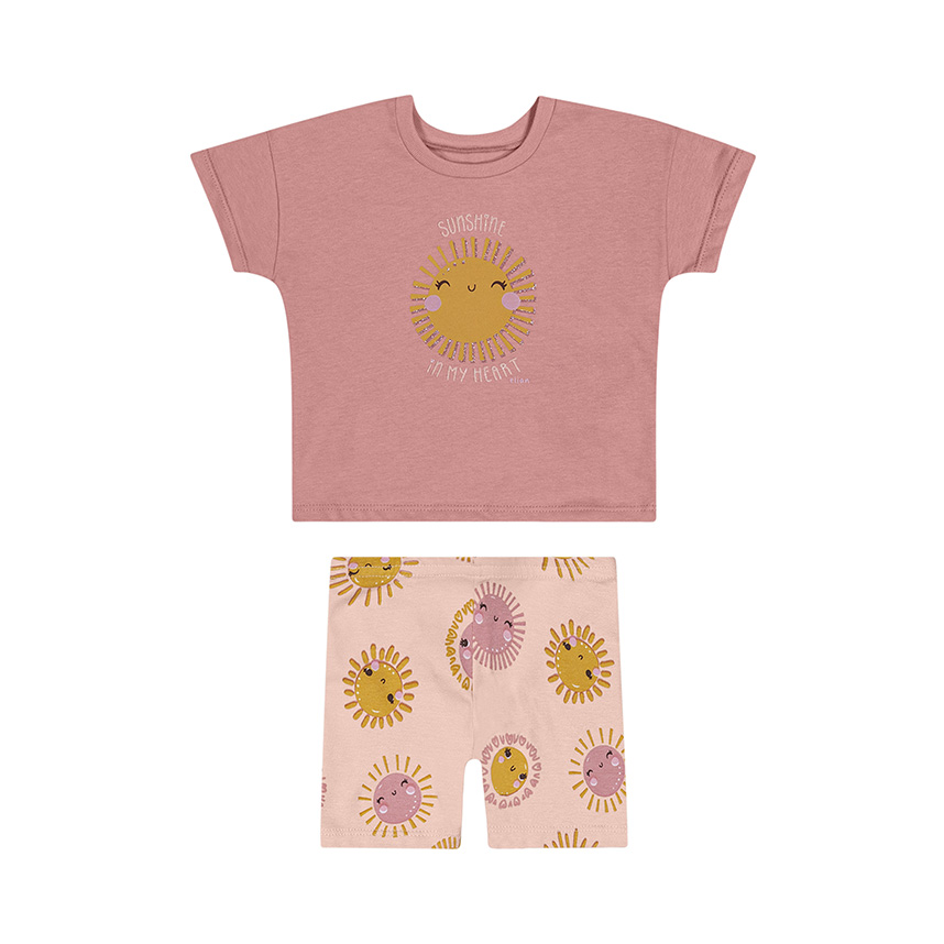 Conjunto Bebê Elian Blusa Meia Malha E Short Em Cotton Leve Conjunto Bebê Elian Blusa Meia Malha E Short Em Cotton Leve