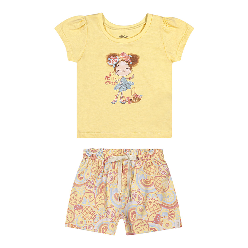 Conjunto Bebê Elian Blusa Meia Malha E Short Em Cotton Leve Conjunto Bebê Elian Blusa Meia Malha E Short Em Cotton Leve