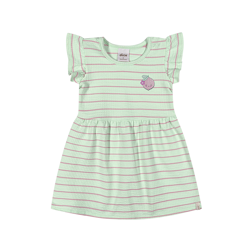 Vestido Bebê Elian Em Malha Canelada Listrada Vestido Bebê Elian Em Malha Canelada Listrada