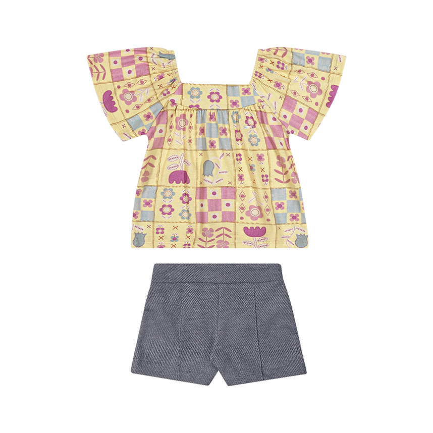 Conjunto Infantil Elian Blusa Meia Malha E Short Moletom
