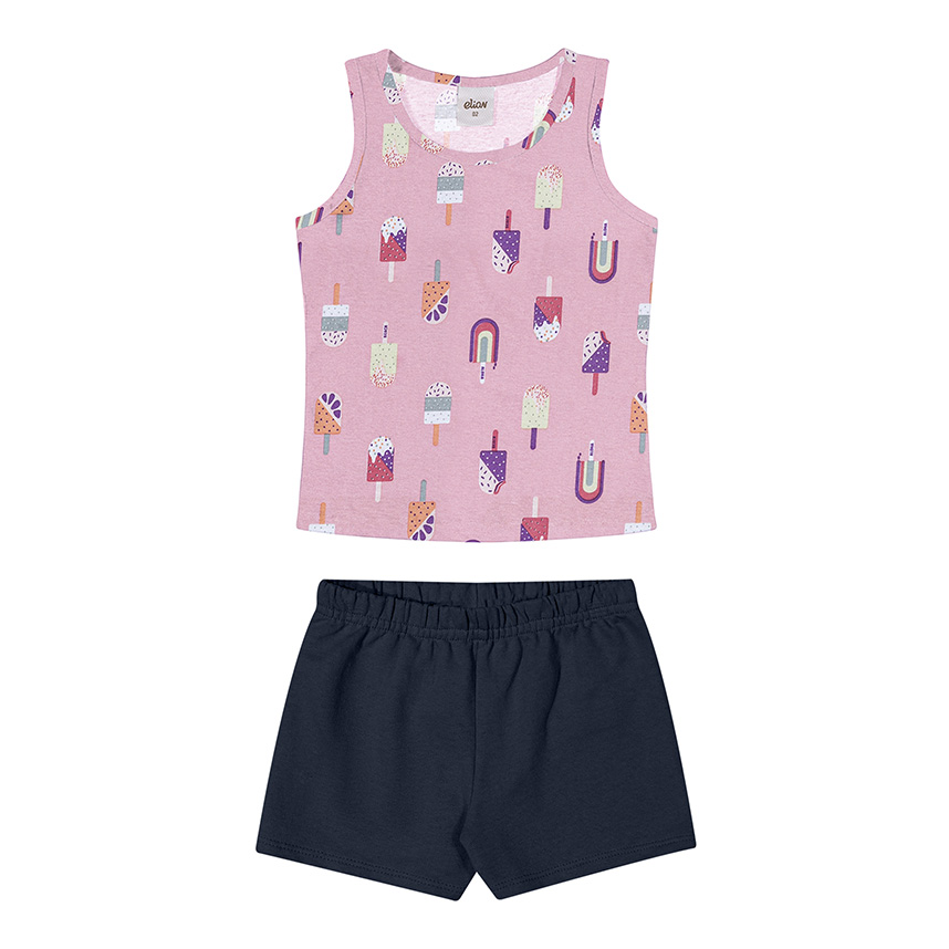 Conjunto Infantil Elian Regata Meia Malha E Short Moletom