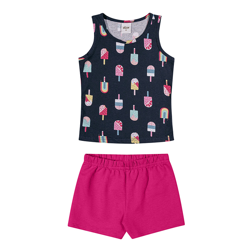 Conjunto Infantil Elian Regata Meia Malha E Short Moletom Conjunto Infantil Elian Regata Meia Malha E Short Moletom
