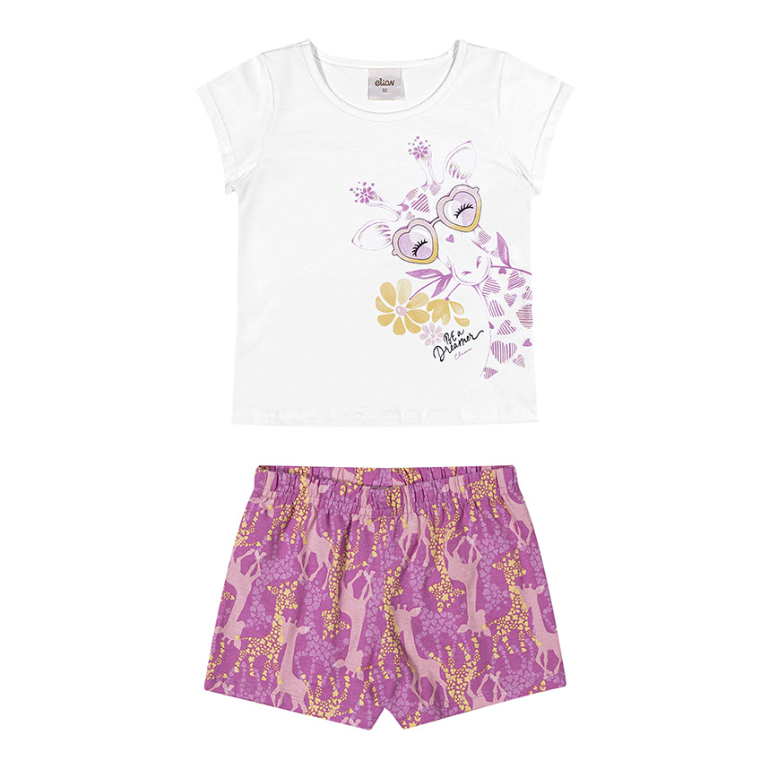 Conjunto Infantil Elian Blusa E Short Meia Malha Penteada