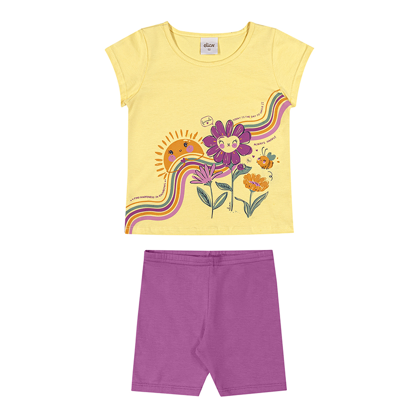 Conjunto Infantil Elian Blusa Meia Malha Short Ciclista Conjunto Infantil Elian Blusa Meia Malha Short Ciclista