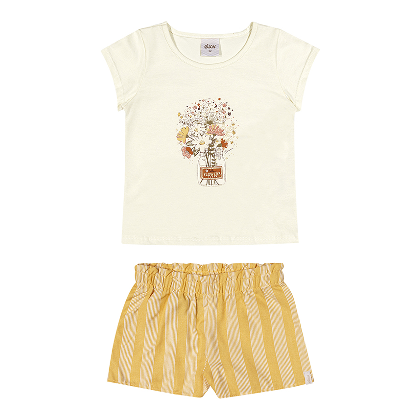 Conjunto Infantil Elian Blusa Meia Malha E Short Sarjado Conjunto Infantil Elian Blusa Meia Malha E Short Sarjado