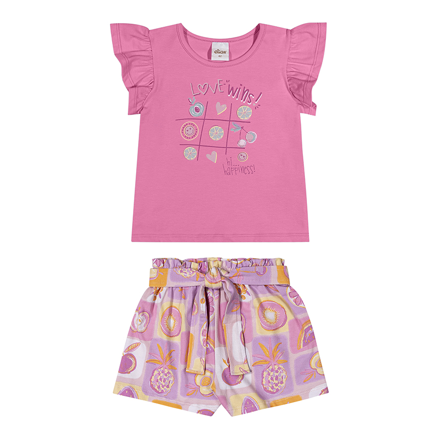 Conjunto Infantil Elian Blusa E Short Cotton Leve Estampado
