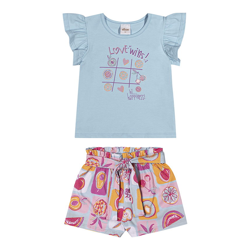 Conjunto Infantil Elian Blusa E Short Cotton Leve Estampado Conjunto Infantil Elian Blusa E Short Cotton Leve Estampado