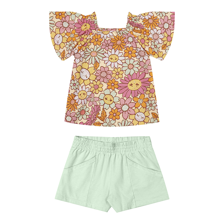 Conjunto Infantil Elian Blusa Malha Bubble E Short Cotton
