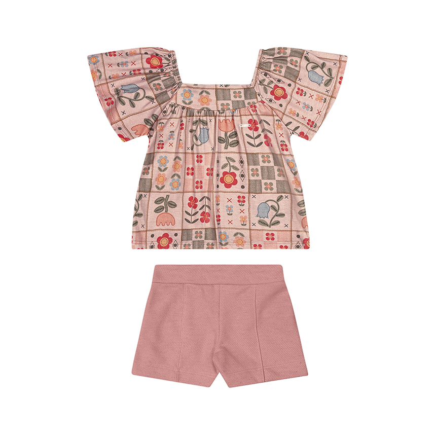 Conjunto Infantil Elian Blusa Meia Malha E Short Moletom Conjunto Infantil Elian Blusa Meia Malha E Short Moletom