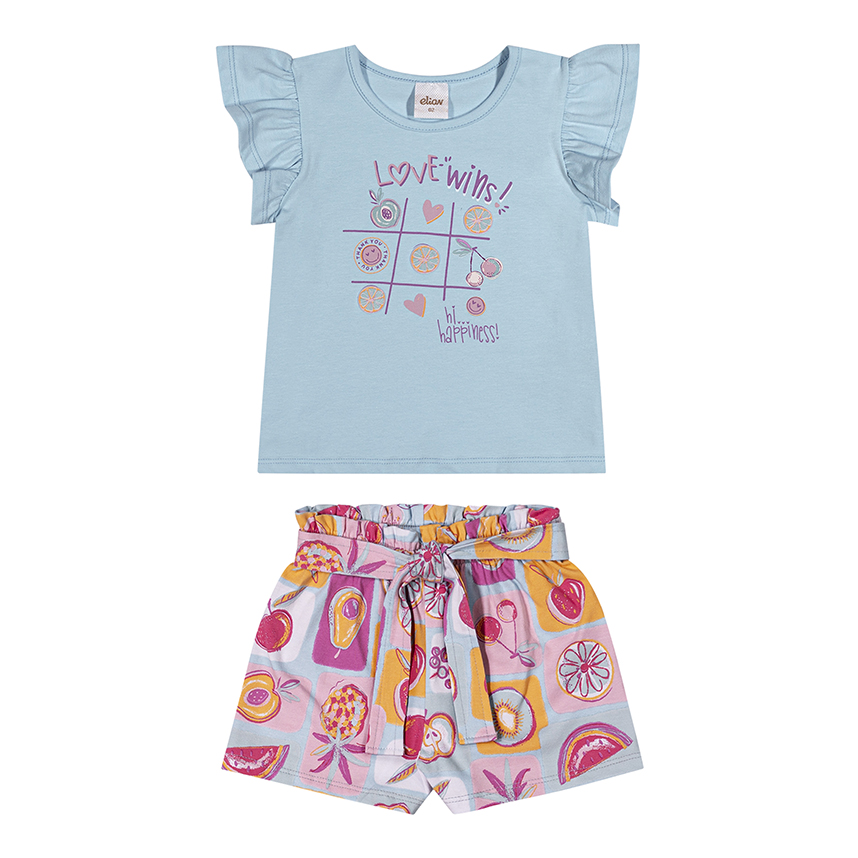 Conjunto Infantil Elian Blusa E Short Cotton Leve Estampado Conjunto Infantil Elian Blusa E Short Cotton Leve Estampado