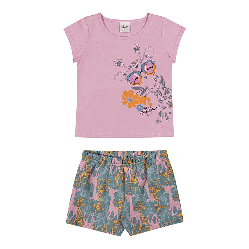 Conjunto Infantil Elian Blusa E Short Meia Malha Penteada Conjunto Infantil Elian Blusa E Short Meia Malha Penteada