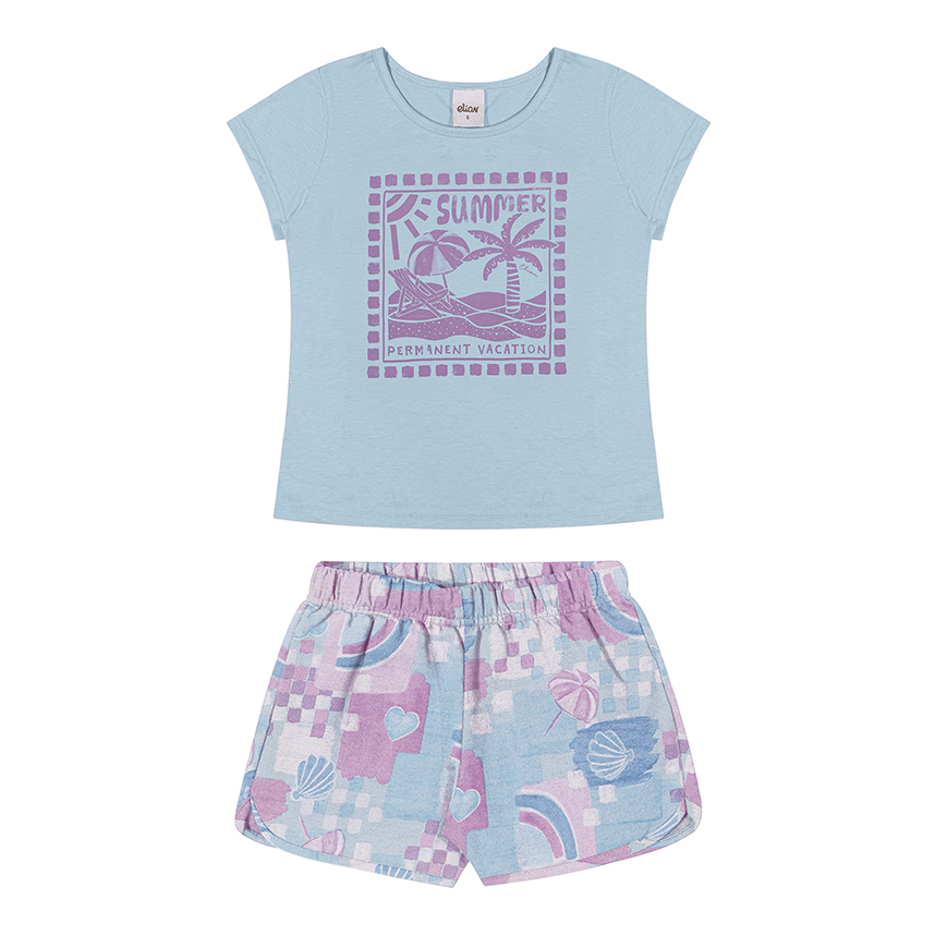Conjunto Infantil Elian Blusa Meia Malha E Short Moletom Conjunto Infantil Elian Blusa Meia Malha E Short Moletom