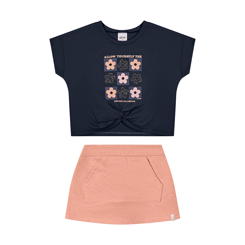 Conjunto Infantil Elian Blusa Meia Malha E Short Moletom Conjunto Infantil Elian Blusa Meia Malha E Short Moletom