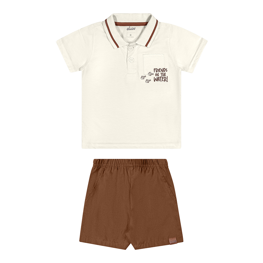 Conjunto Infantil Elian Camiseta Polo E Bermuda Sarja