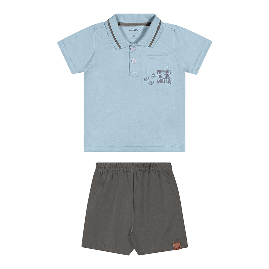 Conjunto Infantil Elian Camiseta Polo E Bermuda Sarja