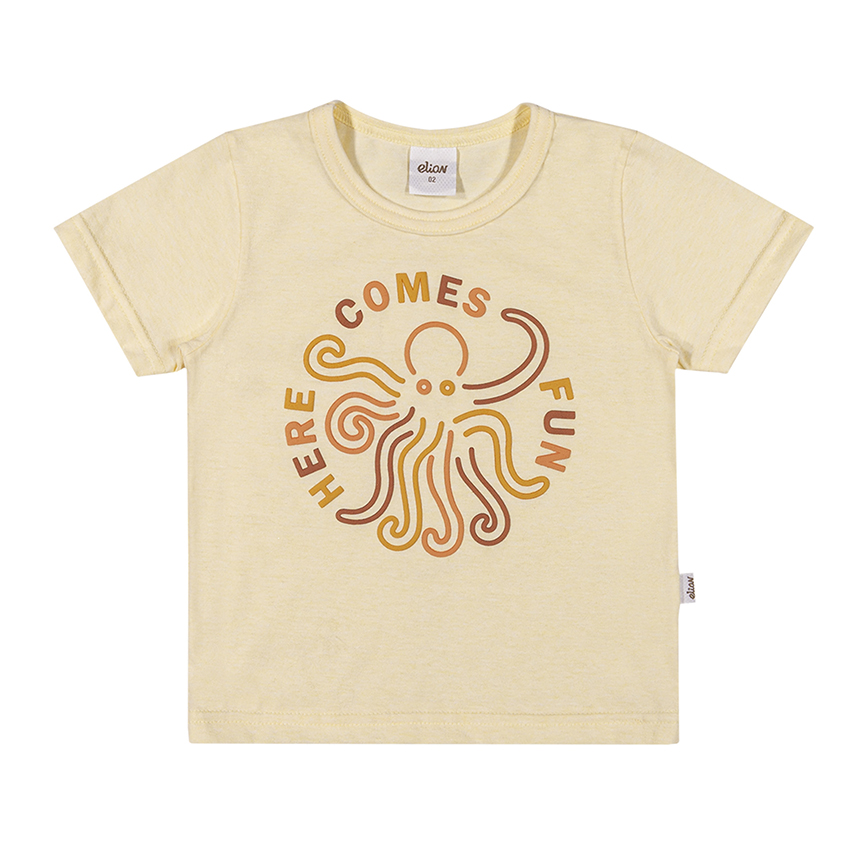 Camiseta Infantil Elian Em Malha Mescla Estampada