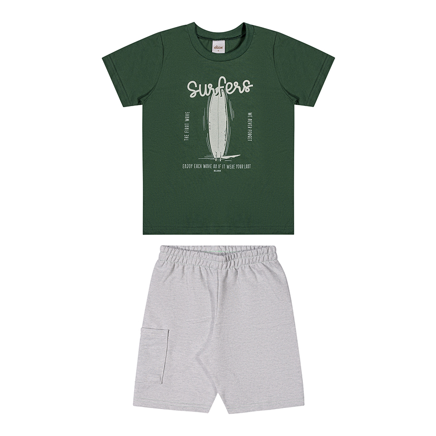 Conjunto Infantil Elian Camiseta Meia Malha E Moletom