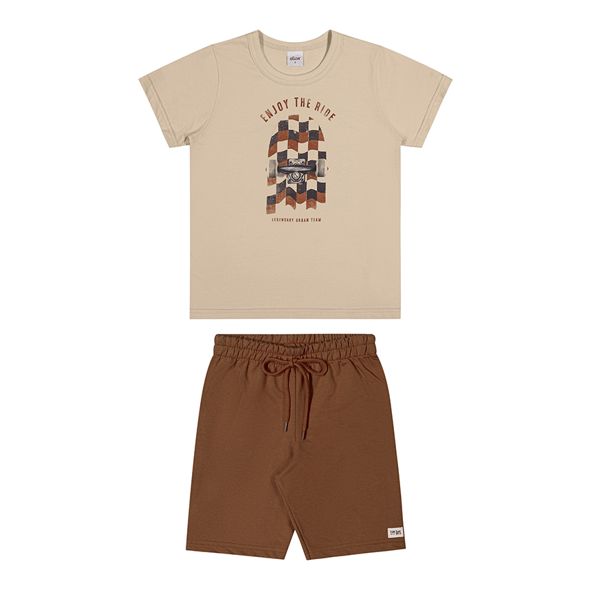 Conjunto Infantil Elian Camiseta Meia Malha E Moletom