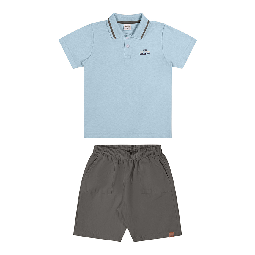 Conjunto Infantil Elian Camisa Polo E Bermuda Sarja