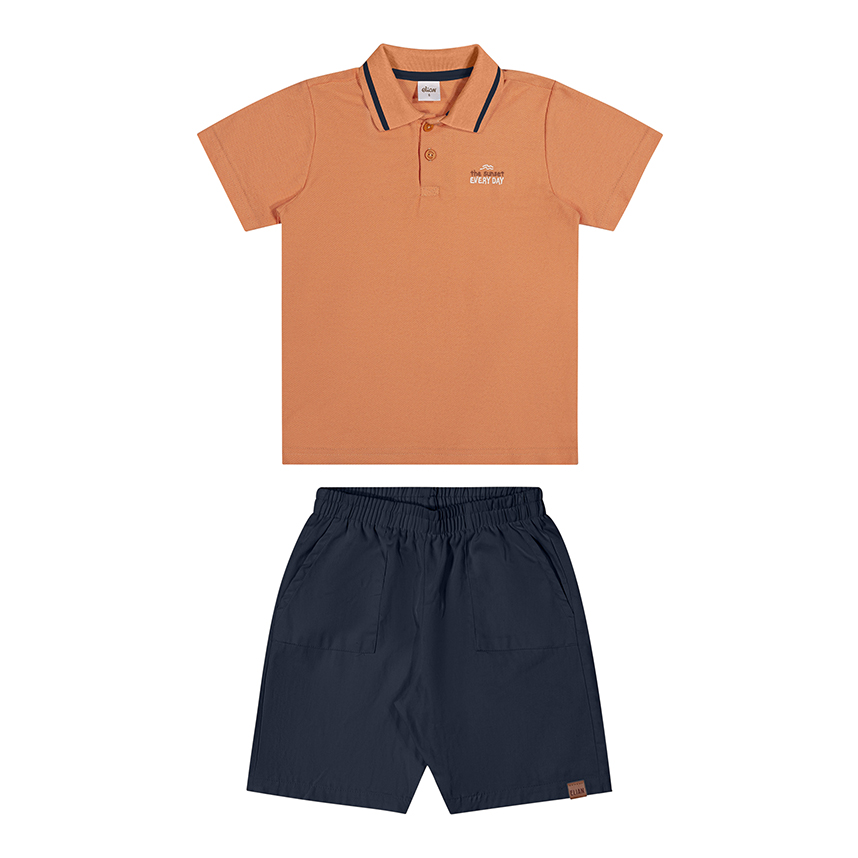 Conjunto Infantil Elian Camisa Polo E Bermuda Sarja