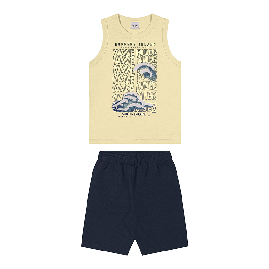 Conjunto Infantil Elian Regata Malha E Bermuda Moletom