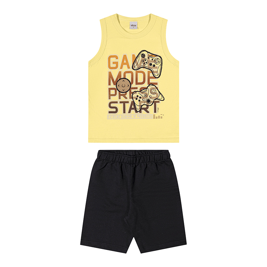 Conjunto Infantil Elian Regata Malha E Bermuda Moletom