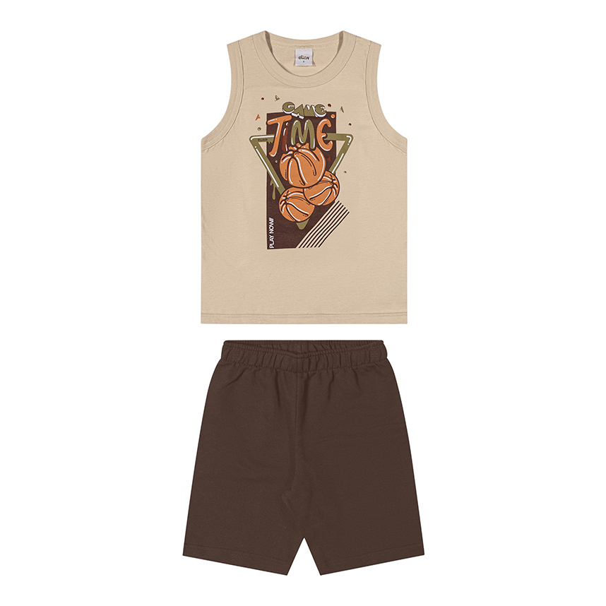 Conjunto Infantil Elian Regata Malha E Bermuda Moletom
