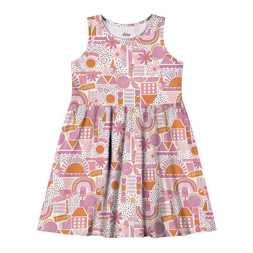 Vestido Infantil Elian Em Cotton Leve Estampado