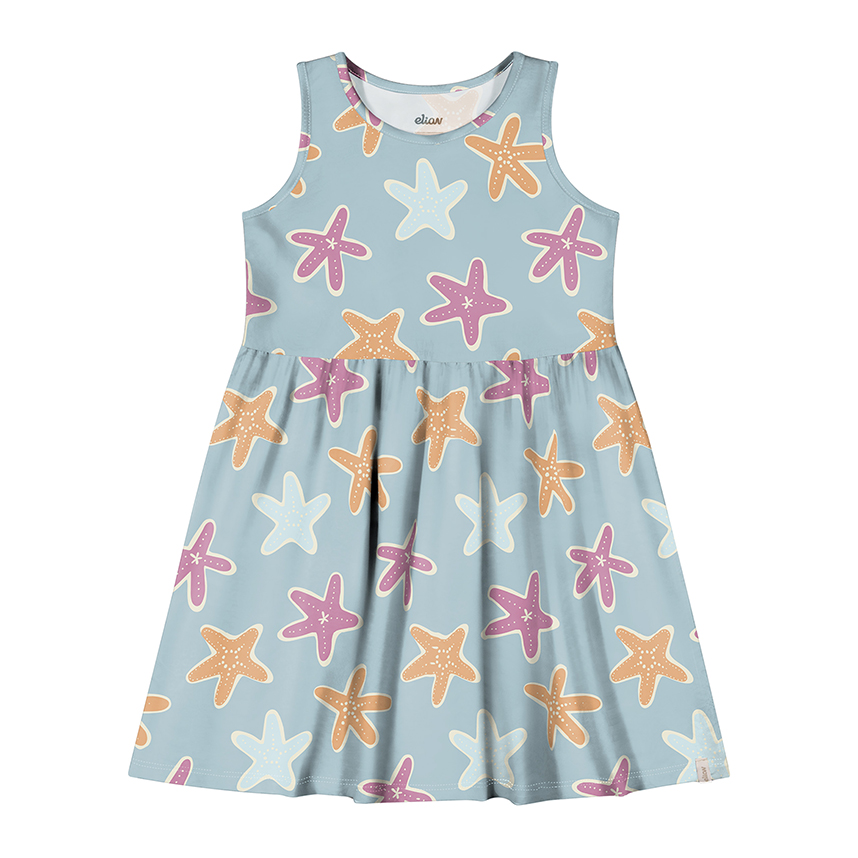 Vestido Infantil Elian Em Cotton Leve Estampado Vestido Infantil Elian Em Cotton Leve Estampado