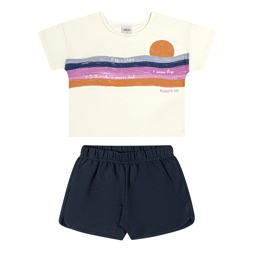 Conjunto Juvenil Elian Blusa Meia Malha E Short Moletom