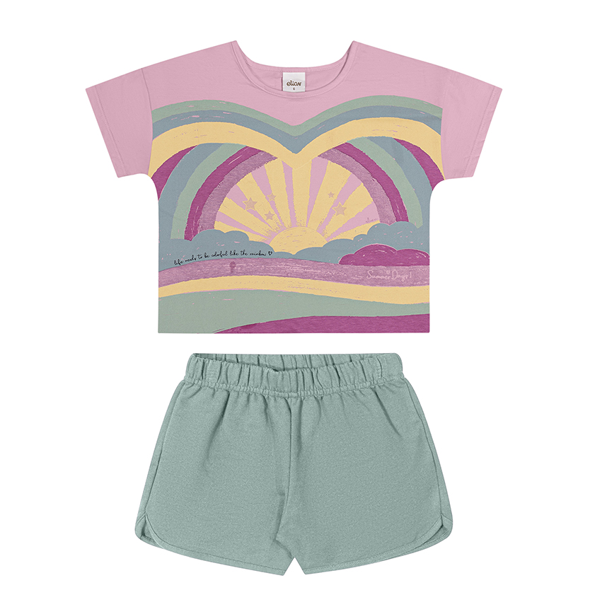 Conjunto Juvenil Elian Blusa Meia Malha E Short Moletom Conjunto Juvenil Elian Blusa Meia Malha E Short Moletom